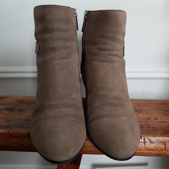 Aquatalia Brown Taupe Suede Wedge Boots Made in ITALY - Picture 3 of 14